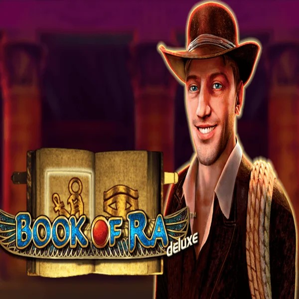 Book of Ra Deluxe logo by Novomatic at Slotbox Casino